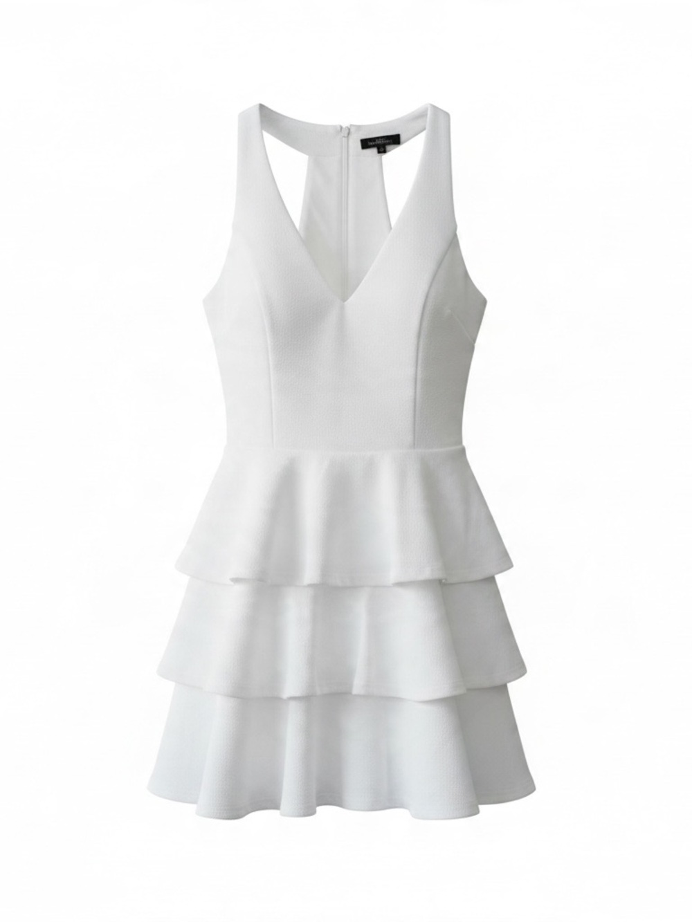 Altar'd State White Tiered Peplum V-Neck Mini Dress